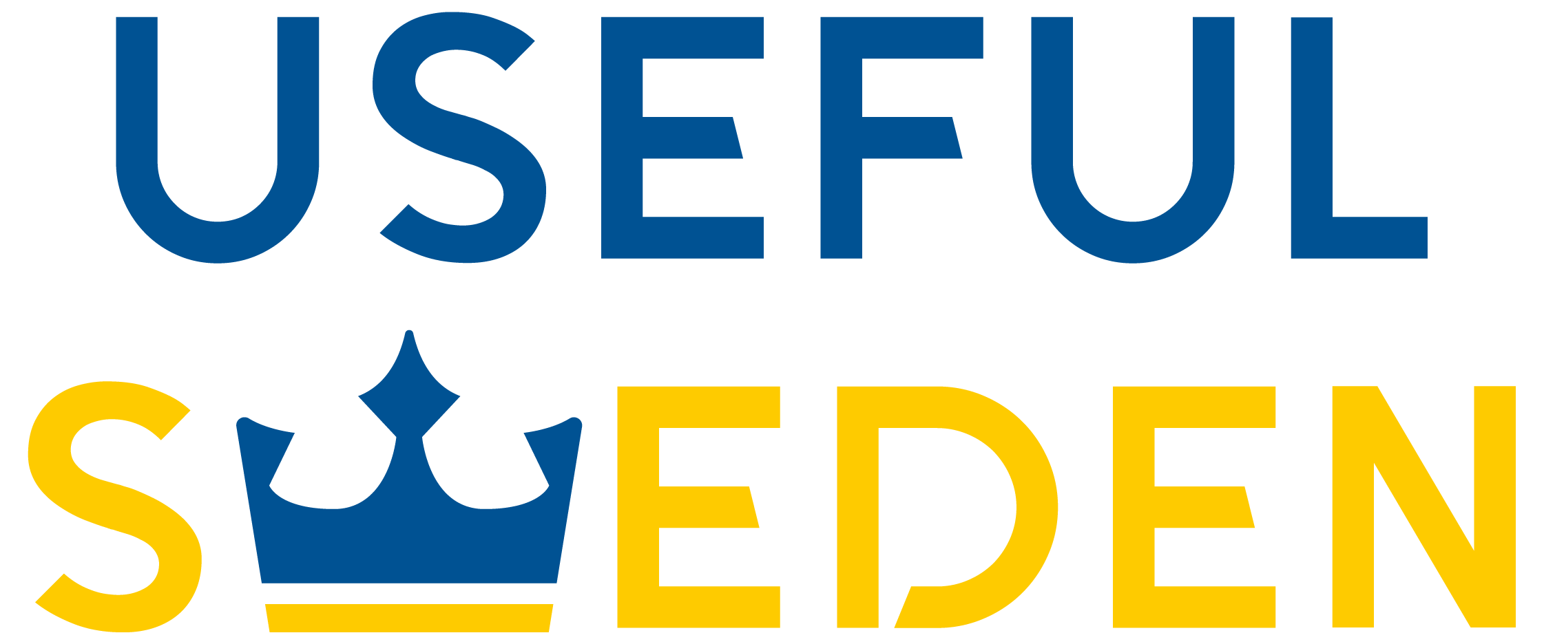 Useful Sweden logotype, blue and yellow.